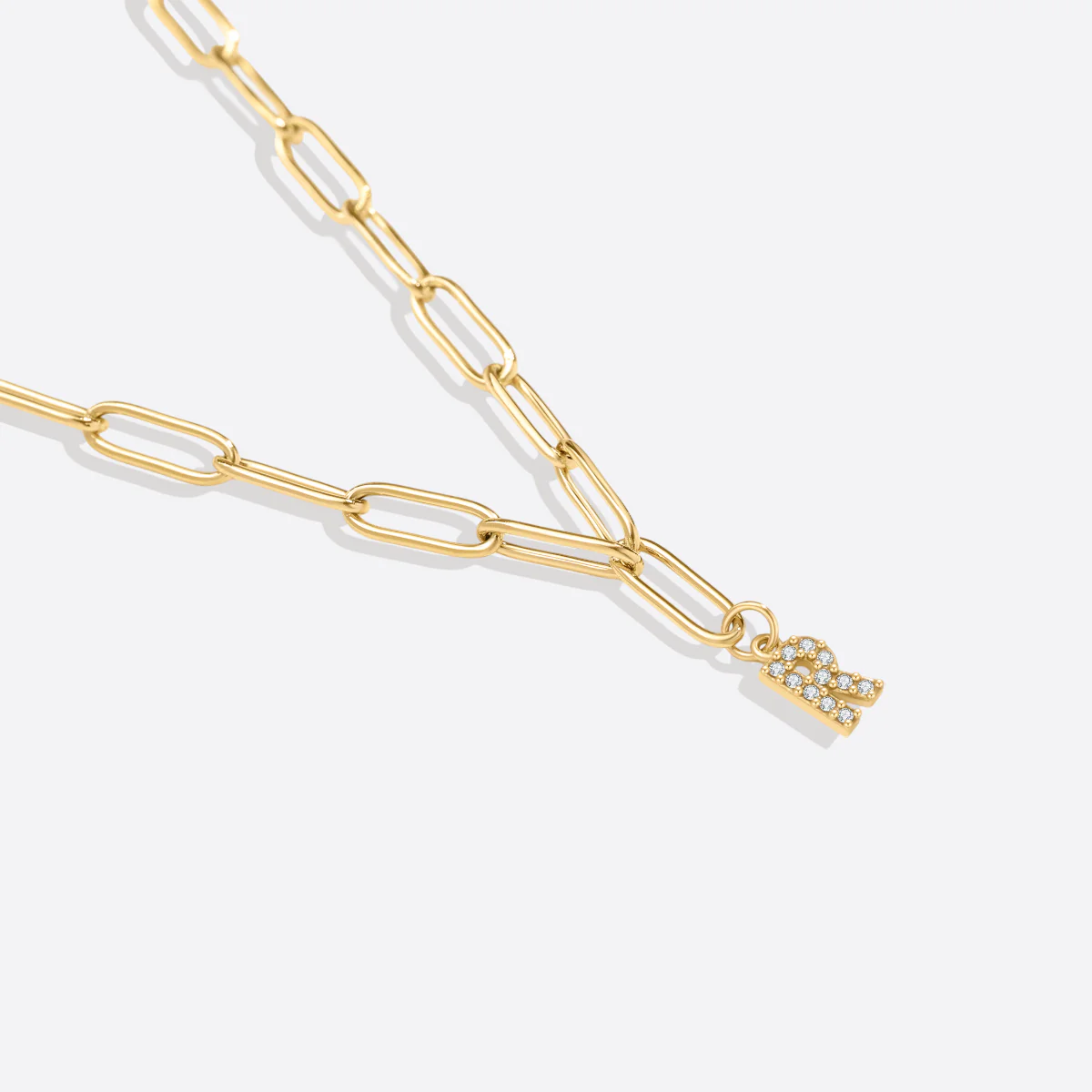 Paperclip Pave Initial Necklace - Image 10