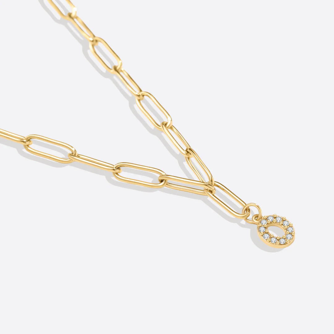 Paperclip Pave Initial Necklace - Image 13