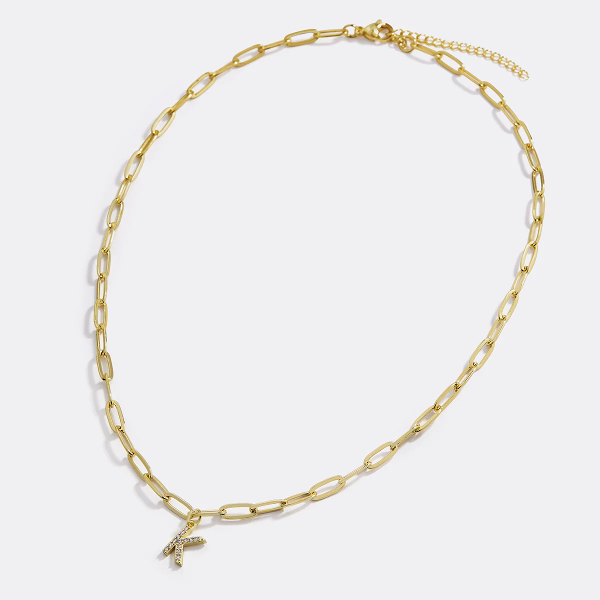Paperclip Pave Initial Necklace - Image 28