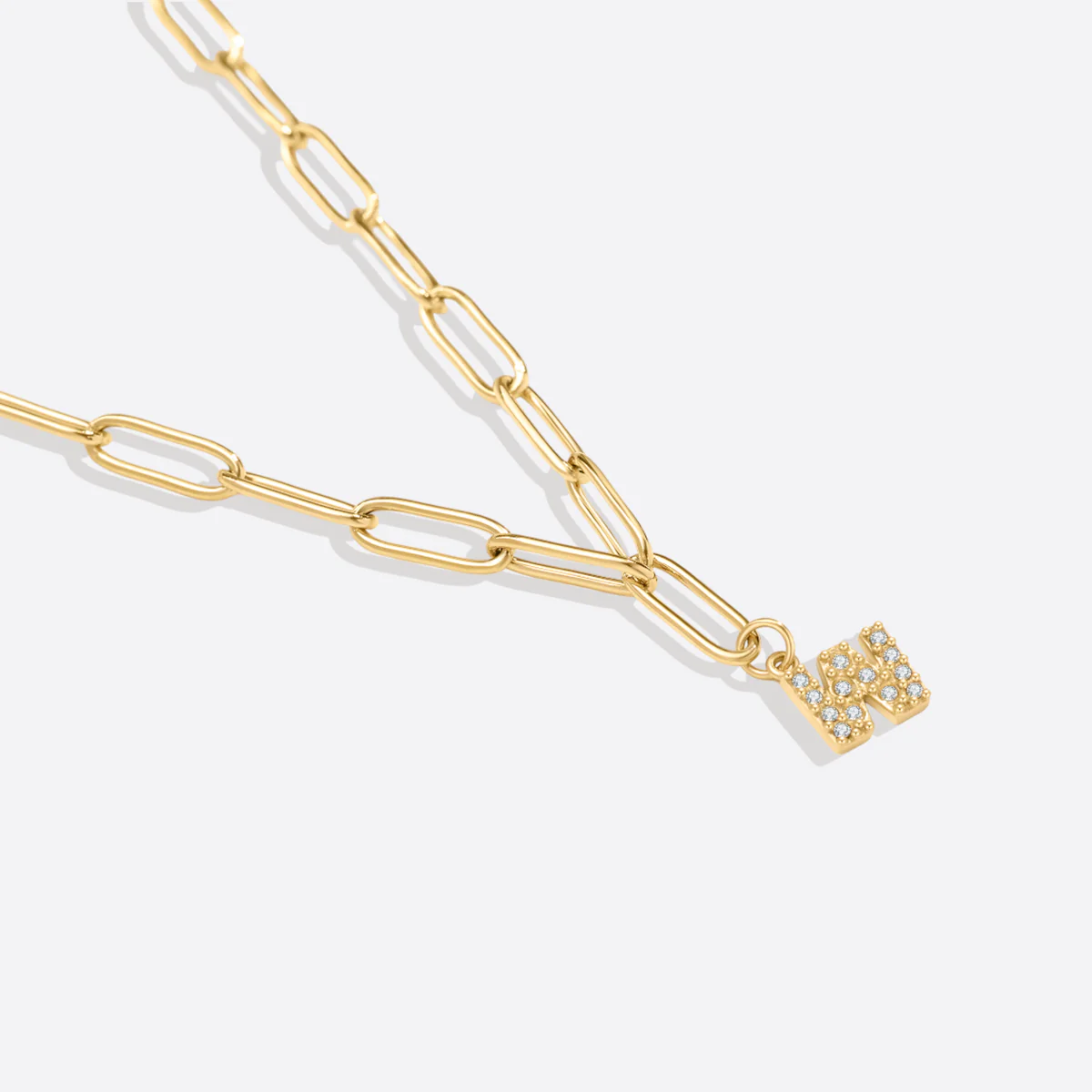 Paperclip Pave Initial Necklace - Image 5