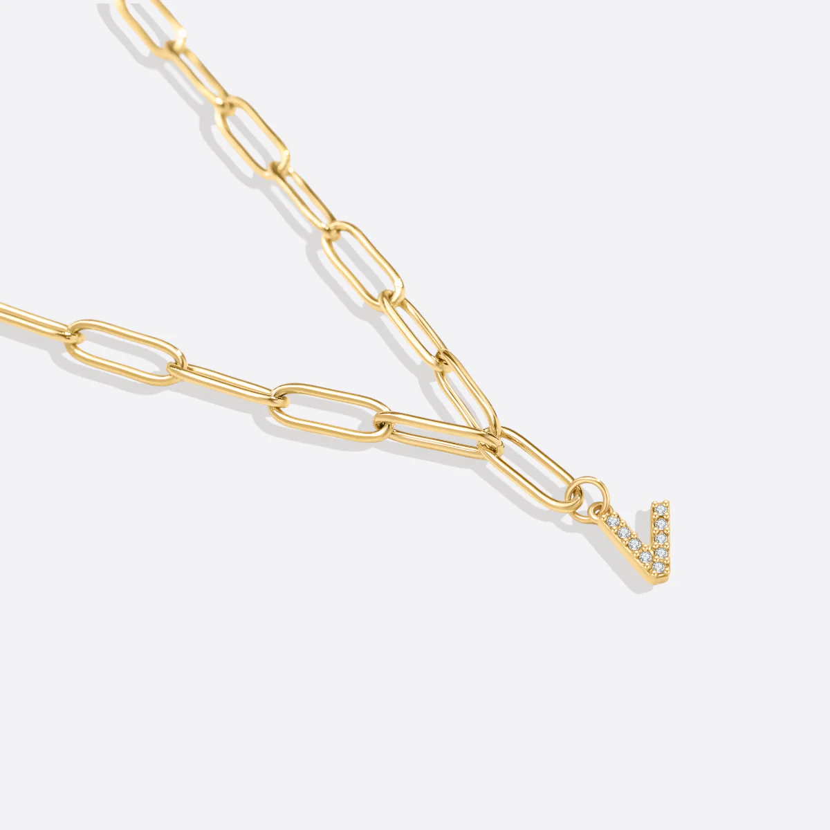Paperclip Pave Initial Necklace - Image 6