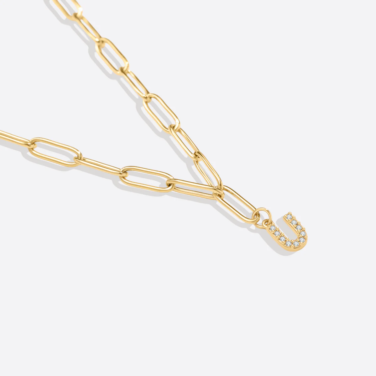 Paperclip Pave Initial Necklace - Image 7