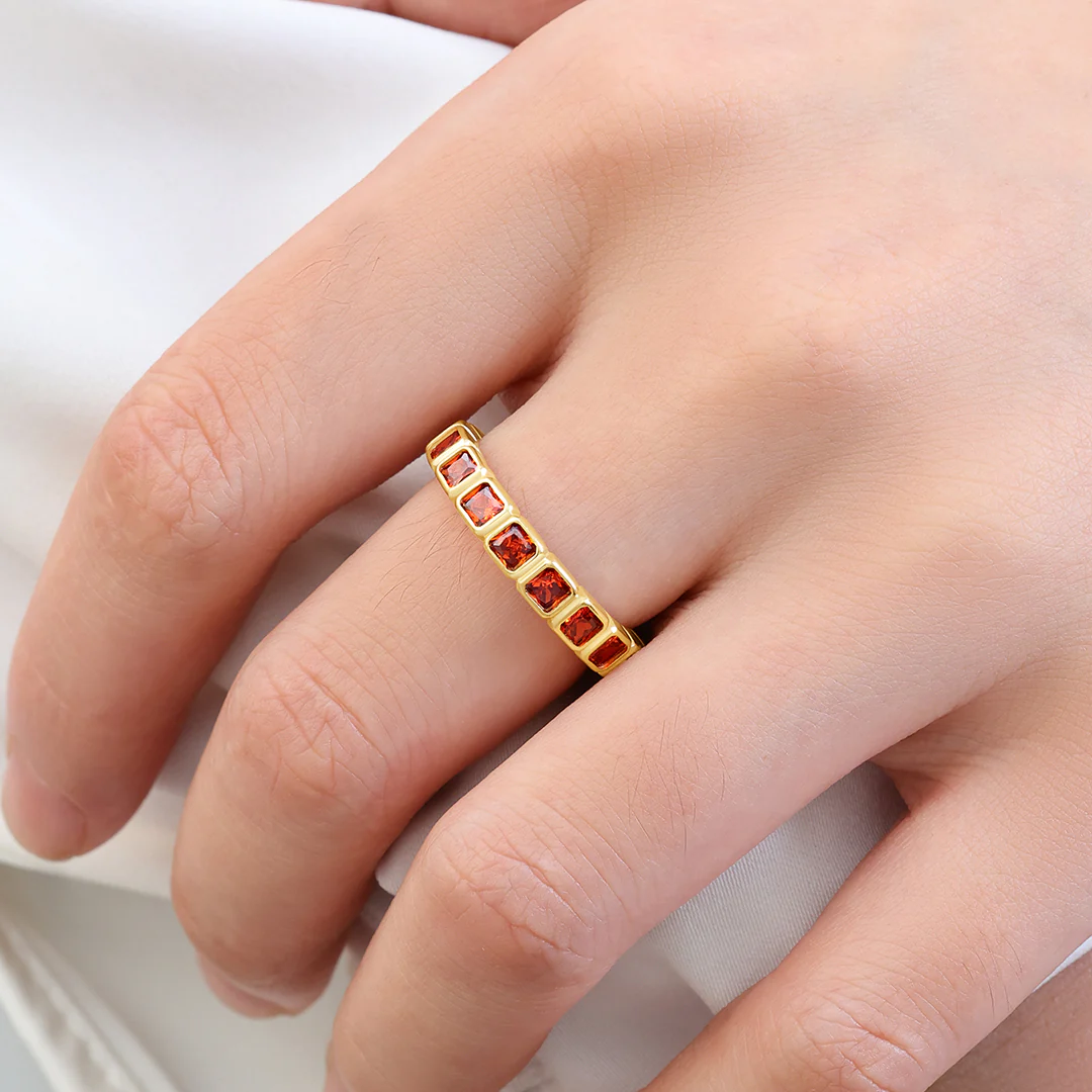 Asscher Cut Birthstone Eternity Ring - Image 3