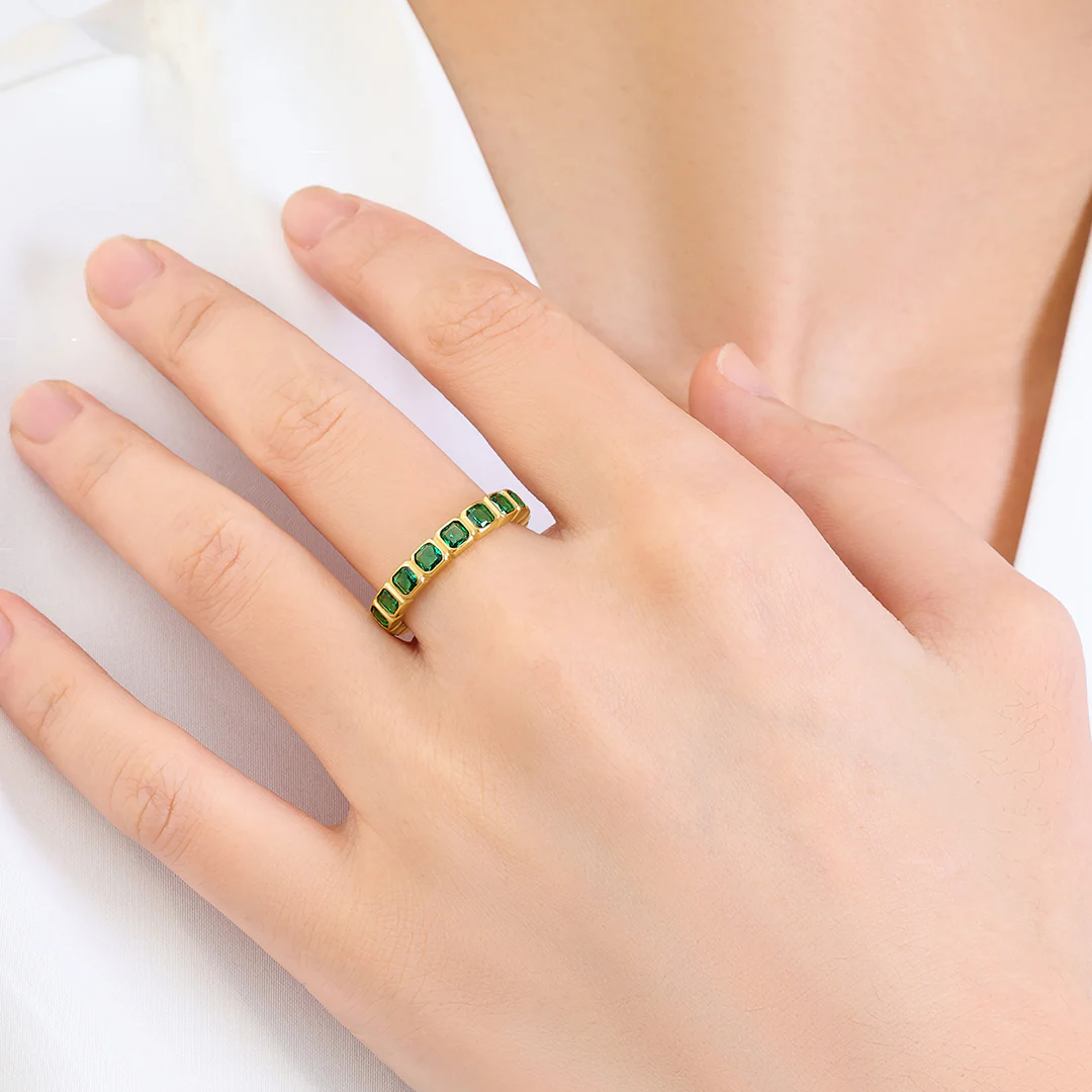 Asscher Cut Birthstone Eternity Ring - Image 4