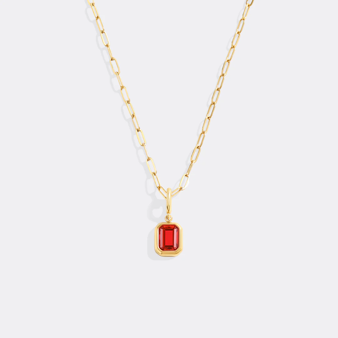 Baguette Birthstone Charm Necklace - Image 24