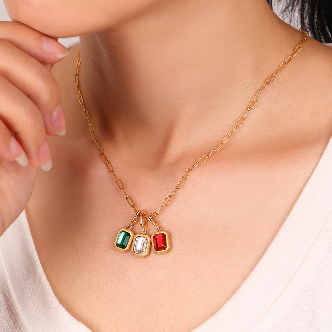 Baguette Birthstone Charm Necklace - Image 6
