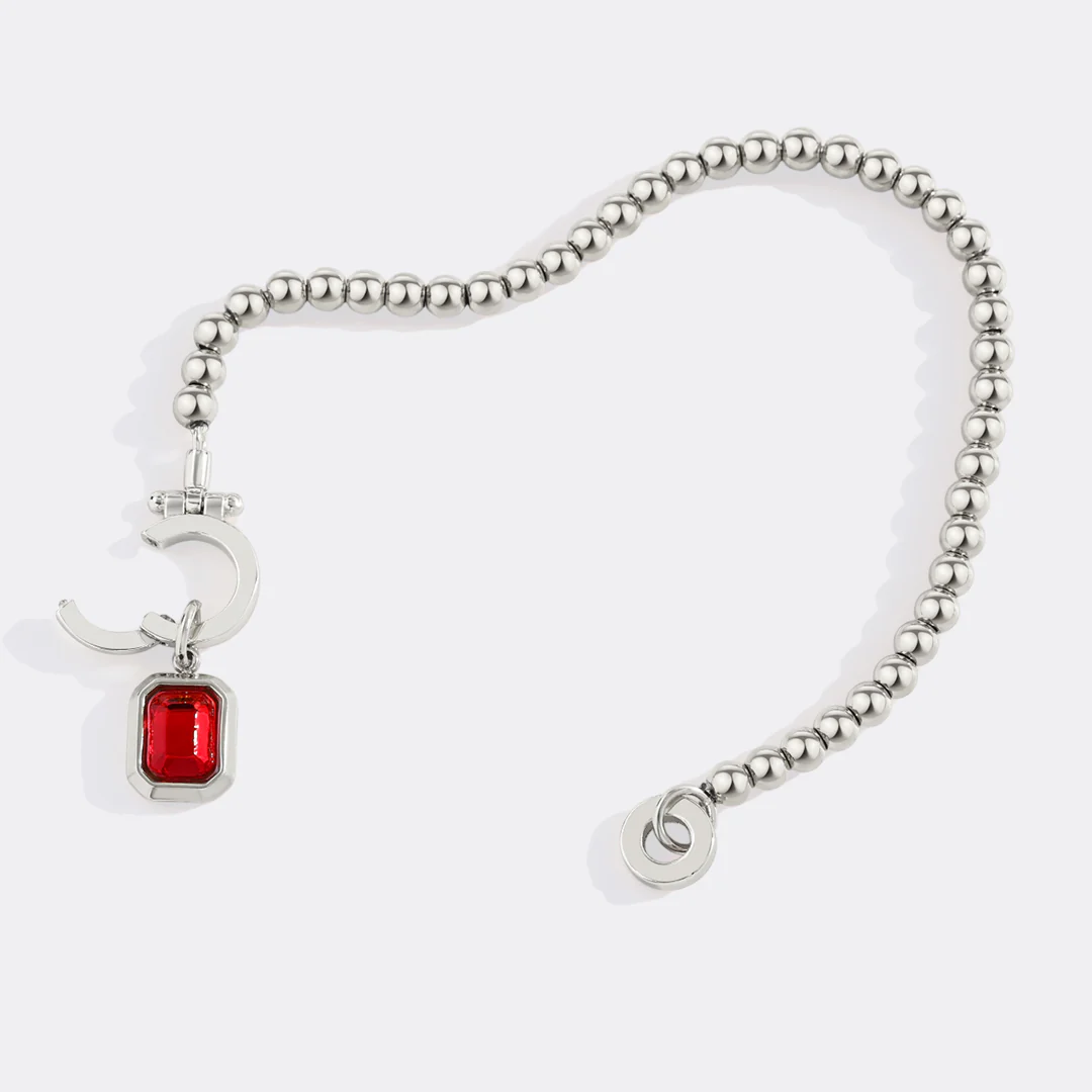Mint Beaded Bracelet with Baguette Birthstone Charm - Image 34