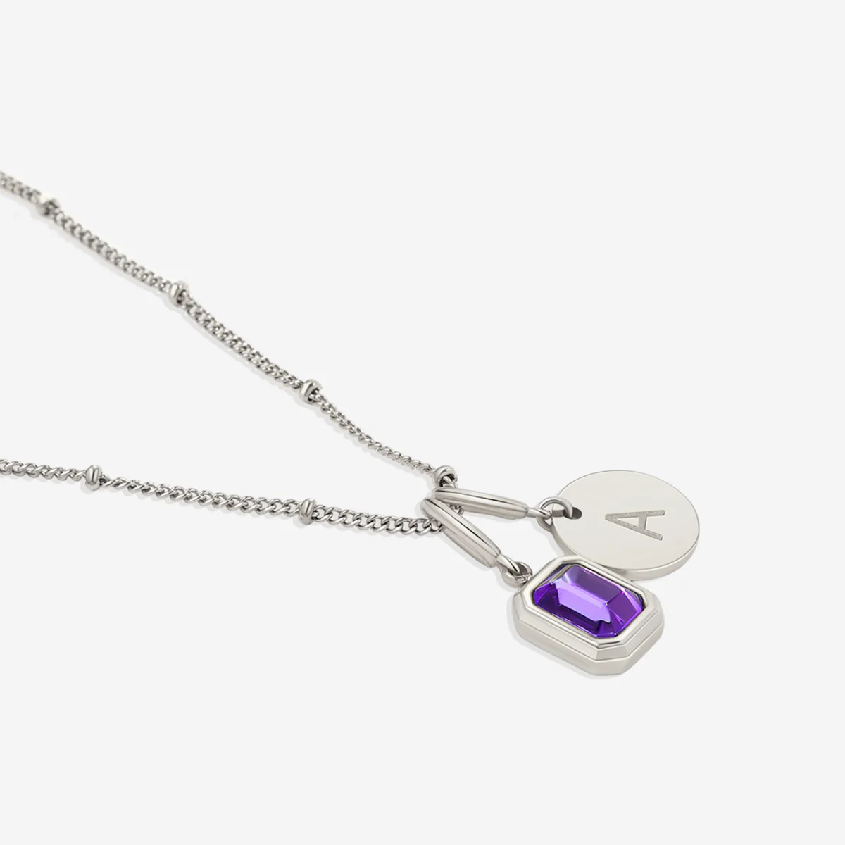 Baguette Birthstone & Initial Necklace - Image 11