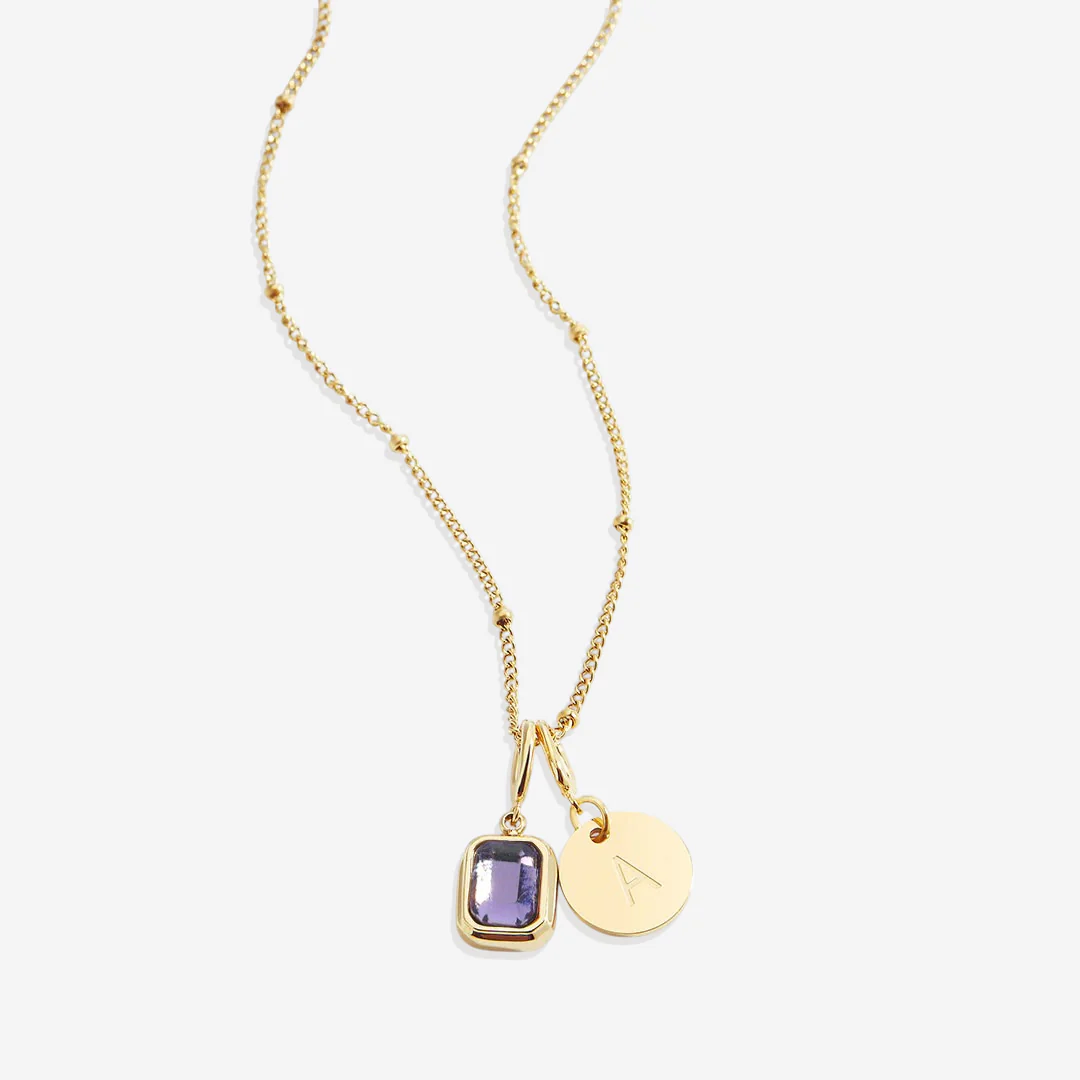 Baguette Birthstone & Initial Necklace - Image 122