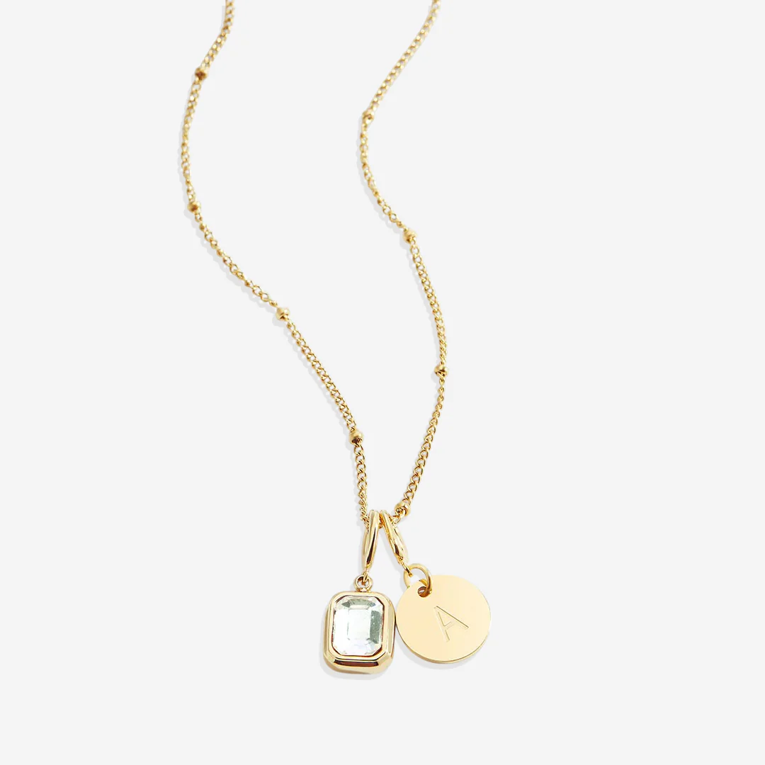 Baguette Birthstone & Initial Necklace - Image 124
