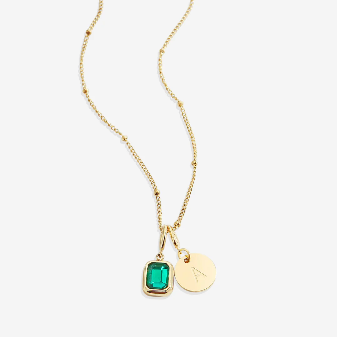 Baguette Birthstone & Initial Necklace - Image 125