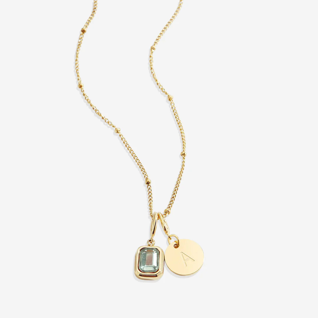 Baguette Birthstone & Initial Necklace - Image 126
