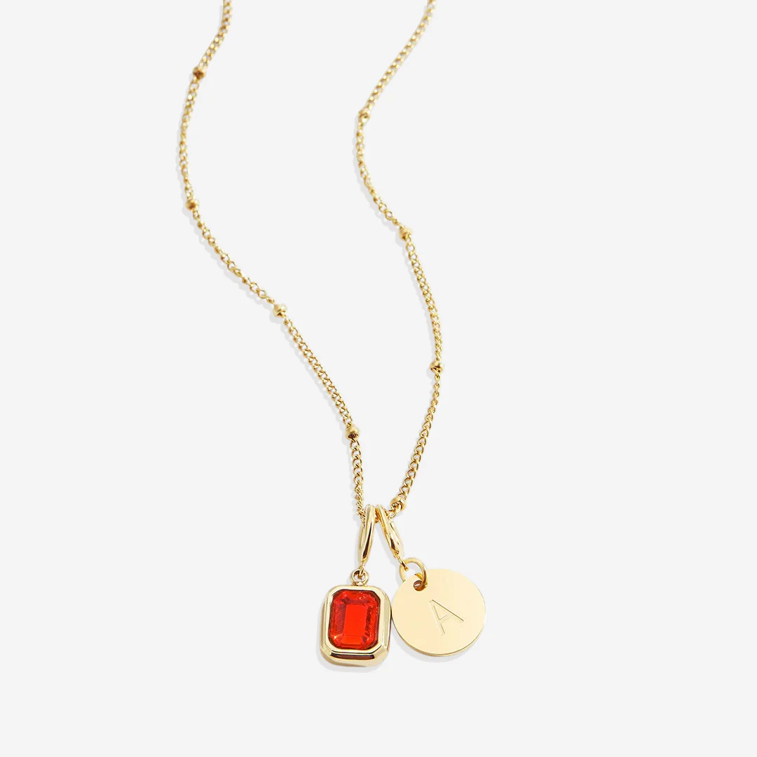 Baguette Birthstone & Initial Necklace - Image 127