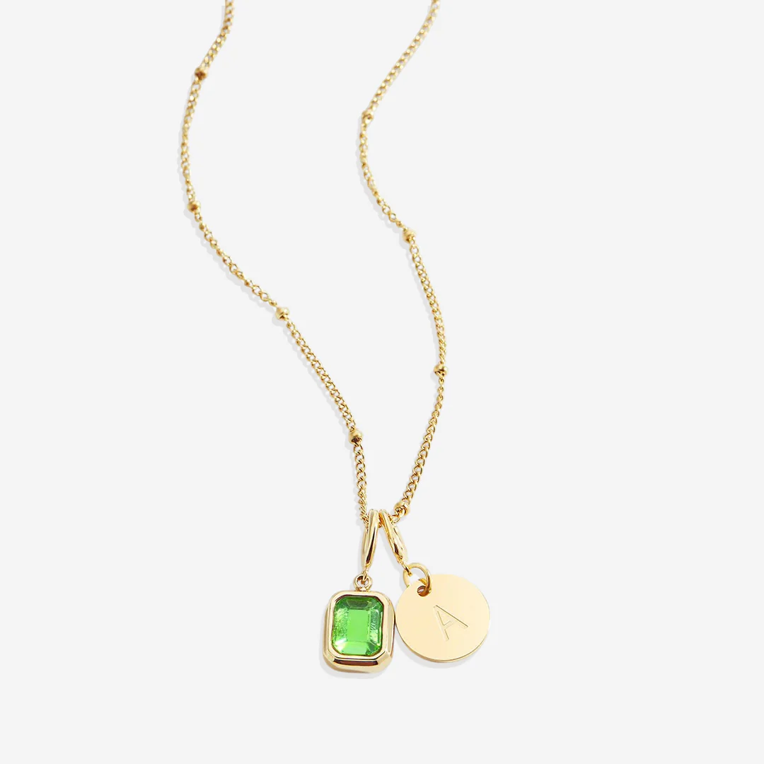 Baguette Birthstone & Initial Necklace - Image 128
