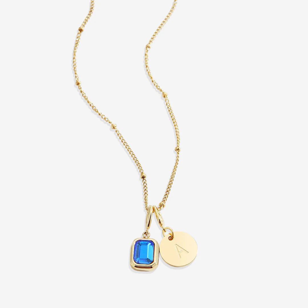Baguette Birthstone & Initial Necklace - Image 129