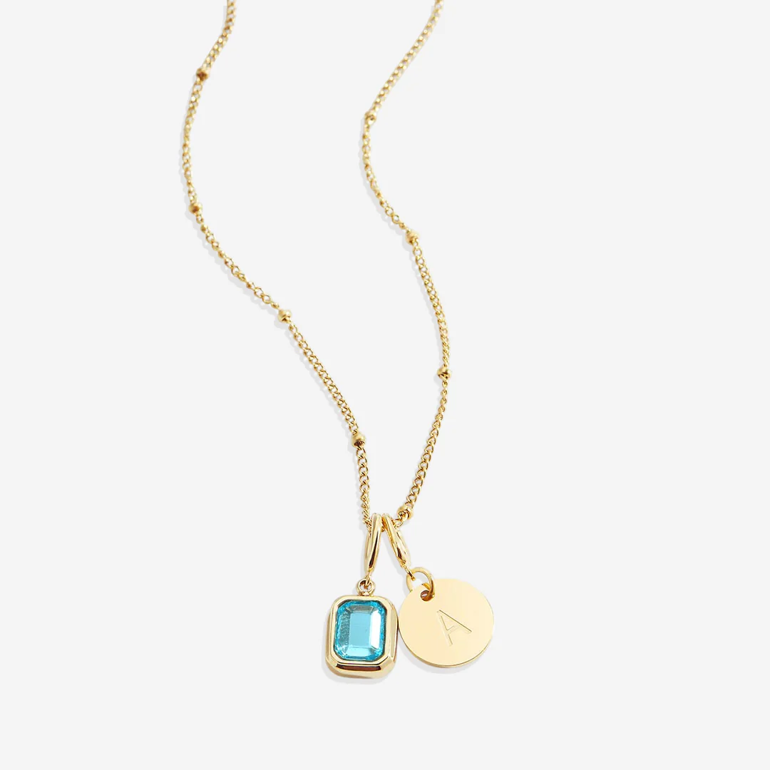 Baguette Birthstone & Initial Necklace - Image 132