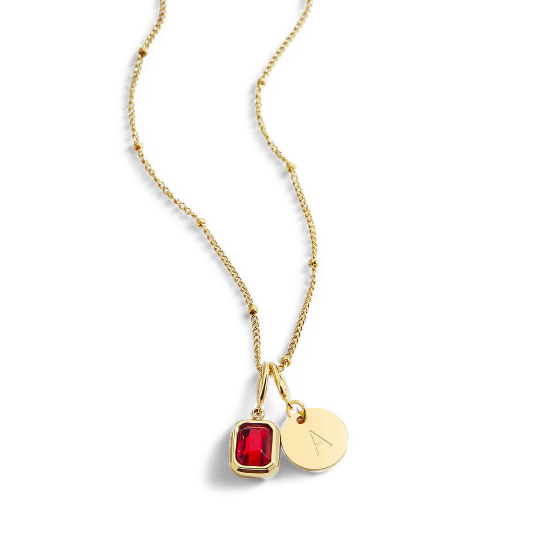 Baguette Birthstone & Initial Necklace - Image 133