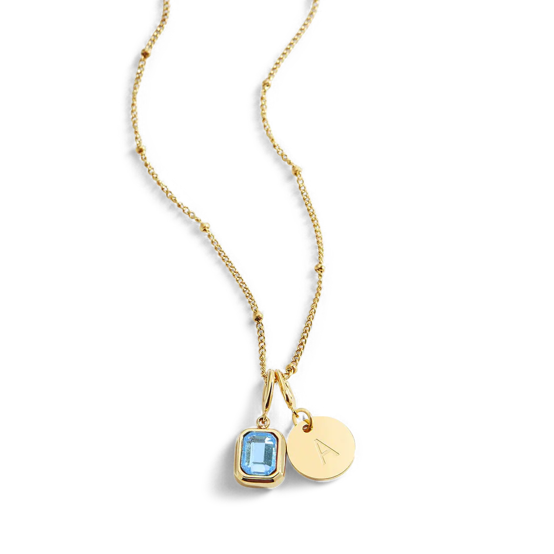 Baguette Birthstone & Initial Necklace - Image 135