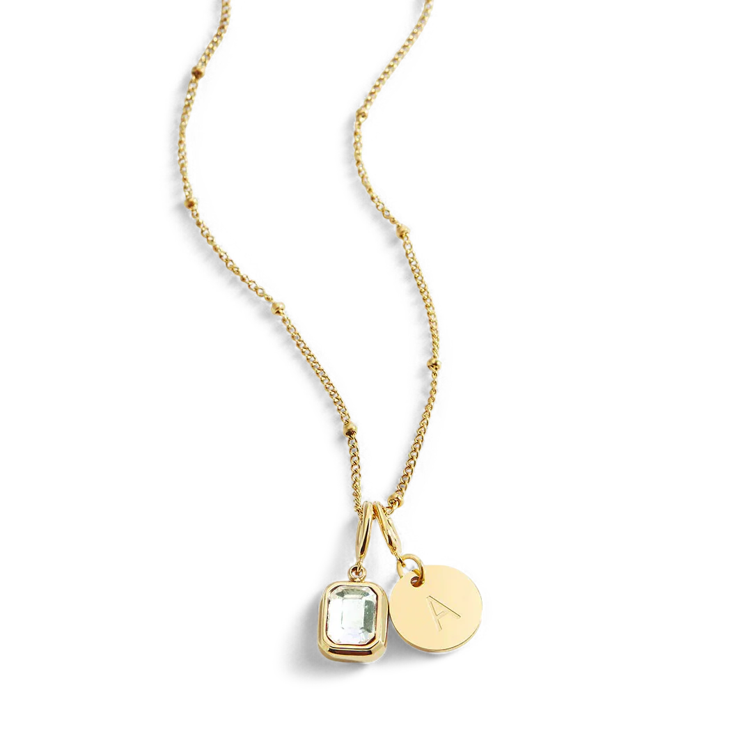 Baguette Birthstone & Initial Necklace - Image 136