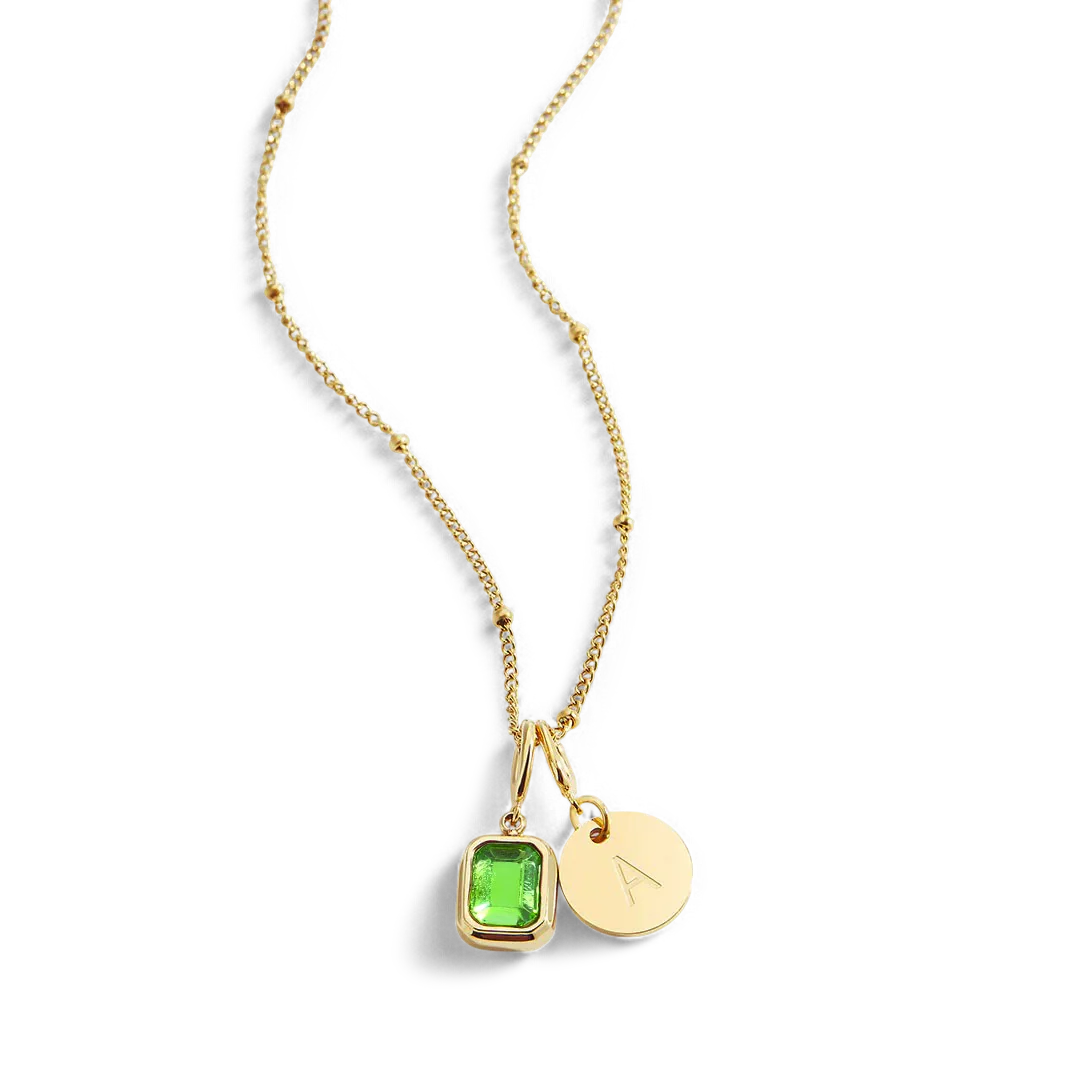 Baguette Birthstone & Initial Necklace - Image 140