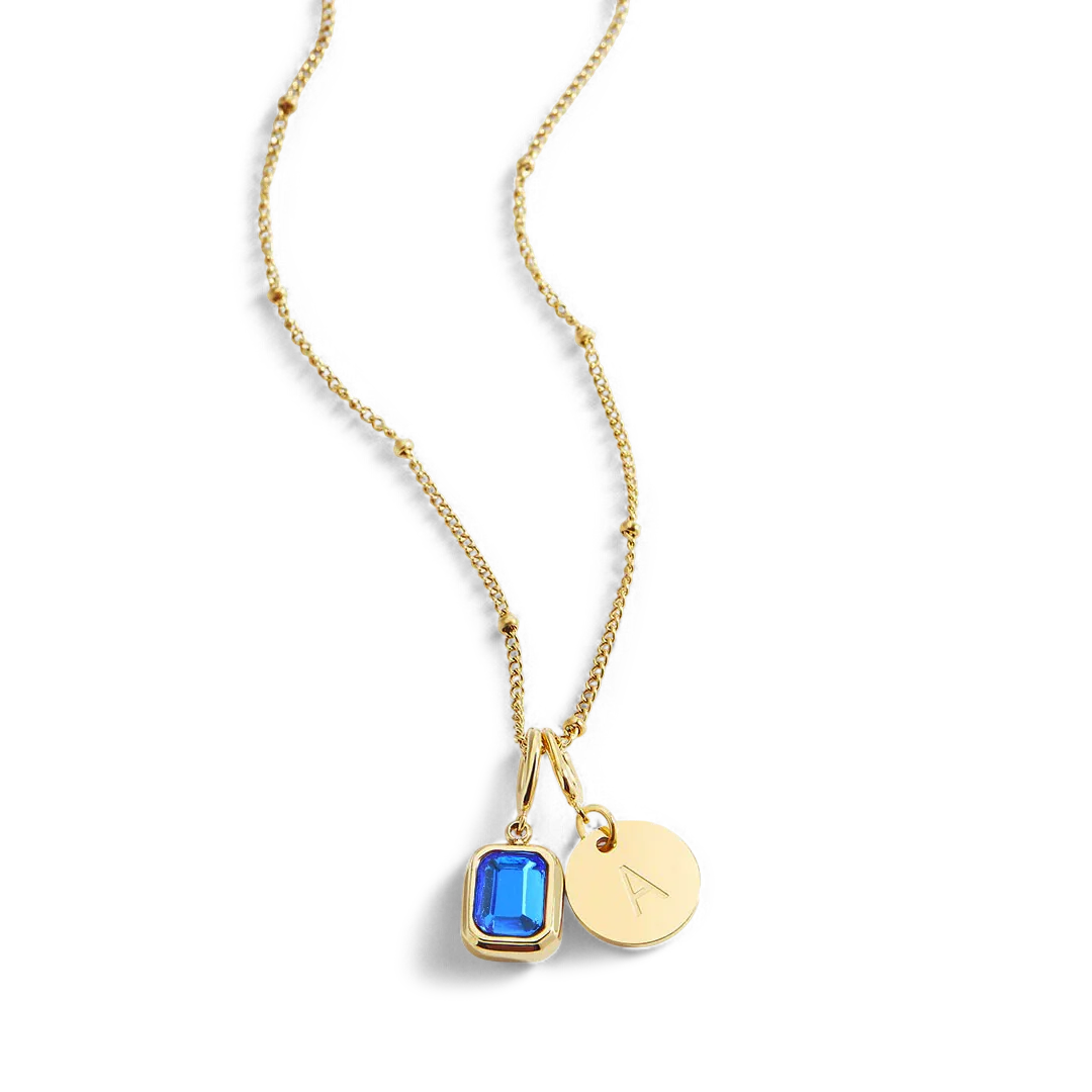 Baguette Birthstone & Initial Necklace - Image 141