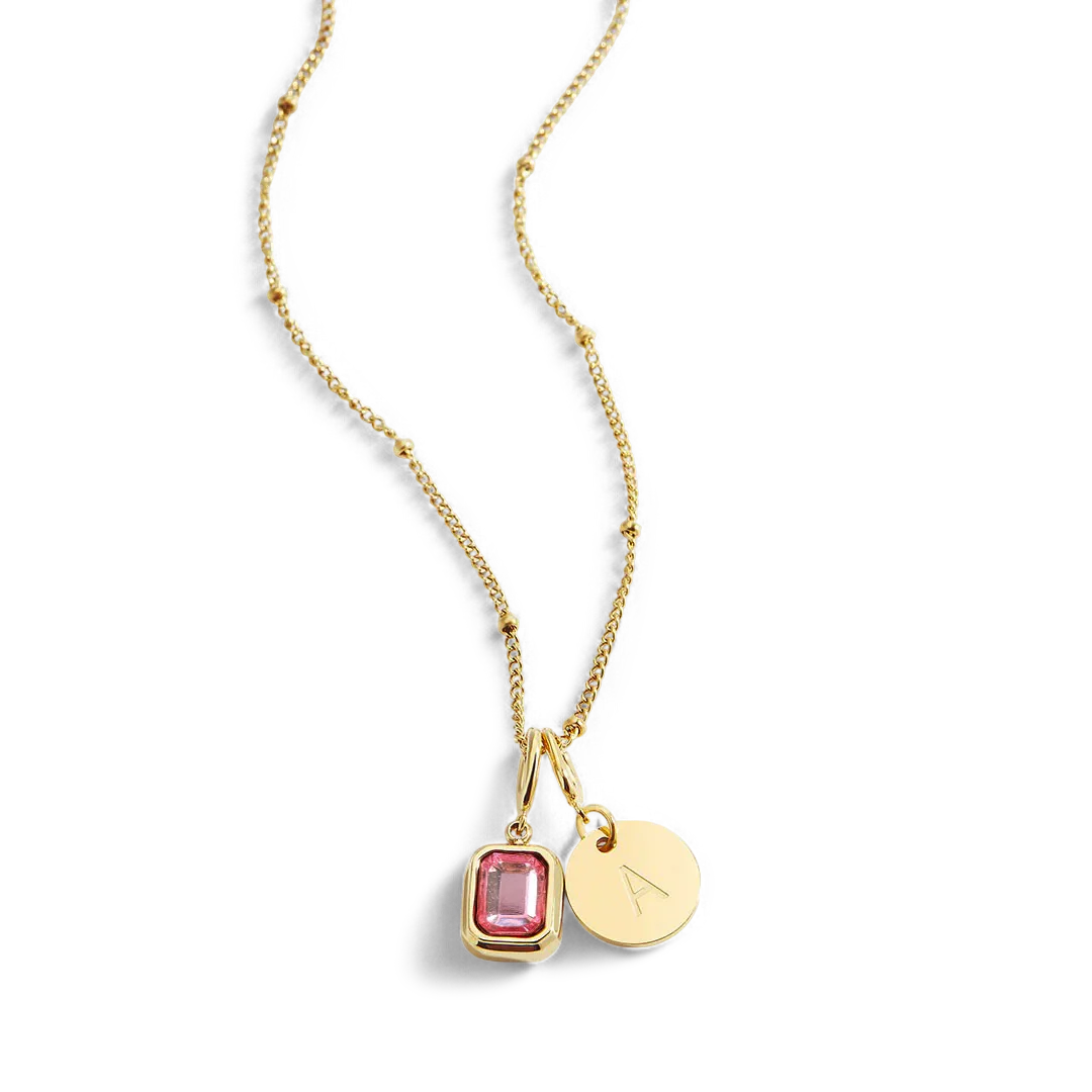 Baguette Birthstone & Initial Necklace - Image 142