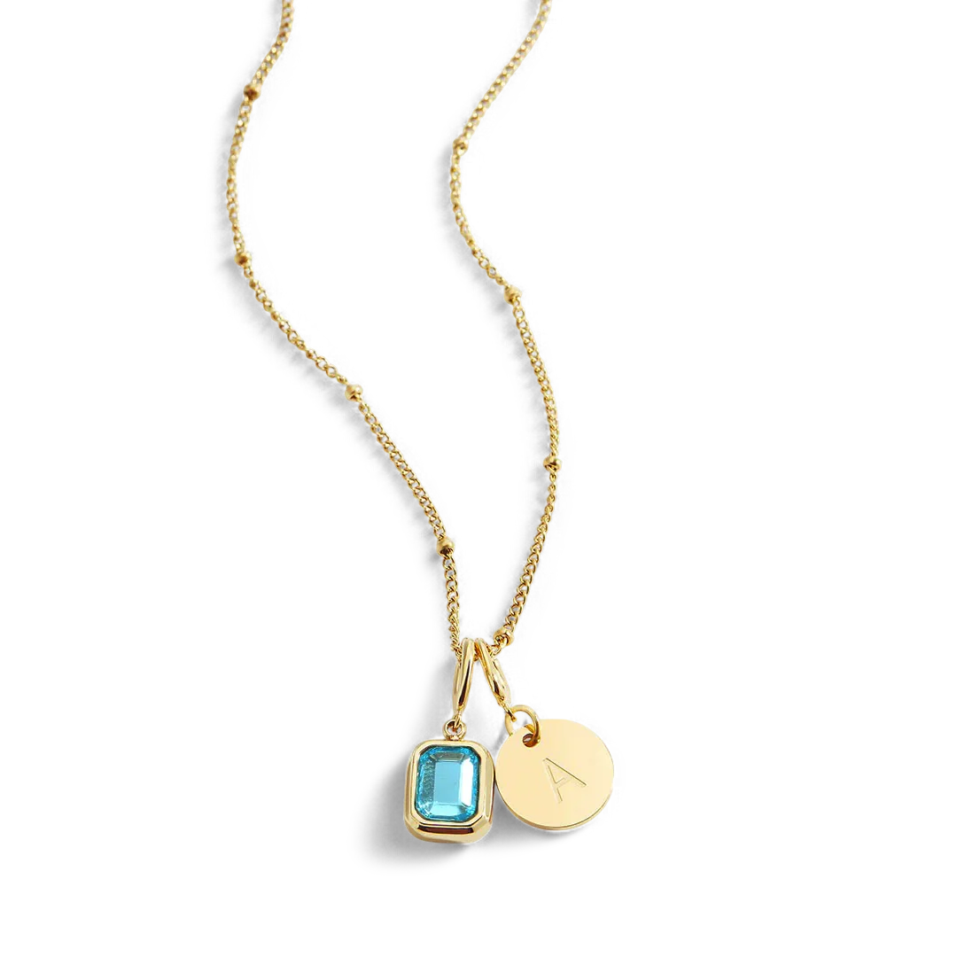 Baguette Birthstone & Initial Necklace - Image 144