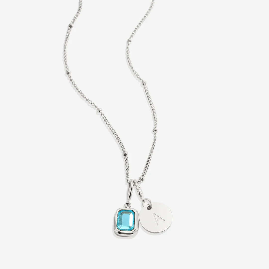 Baguette Birthstone & Initial Necklace - Image 158