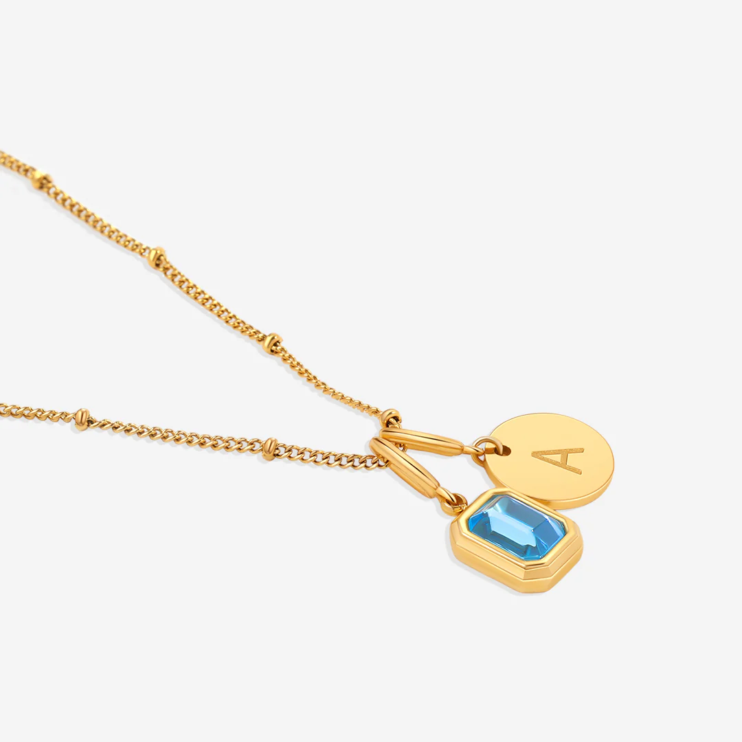 Baguette Birthstone & Initial Necklace - Image 20