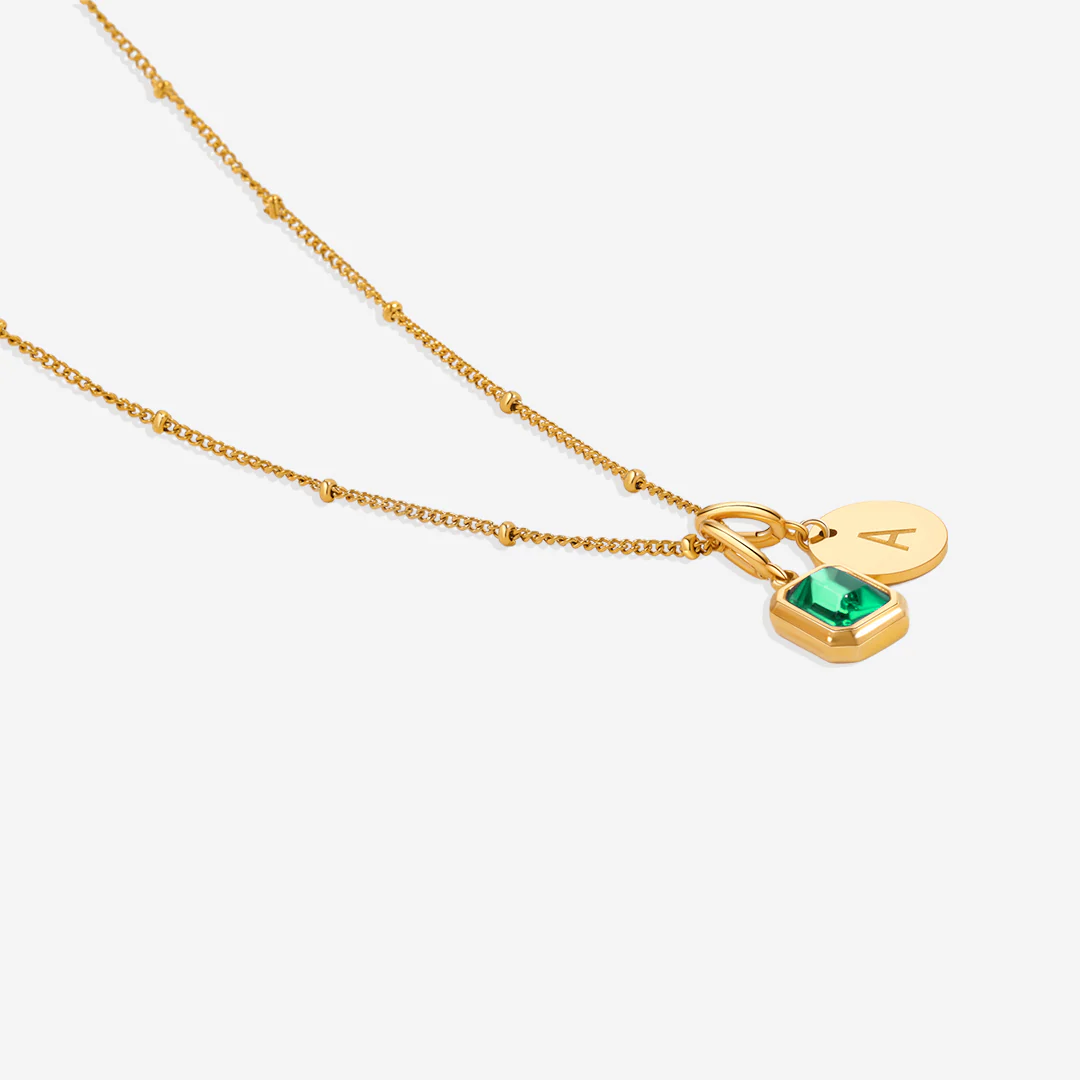 Baguette Birthstone & Initial Necklace - Image 42