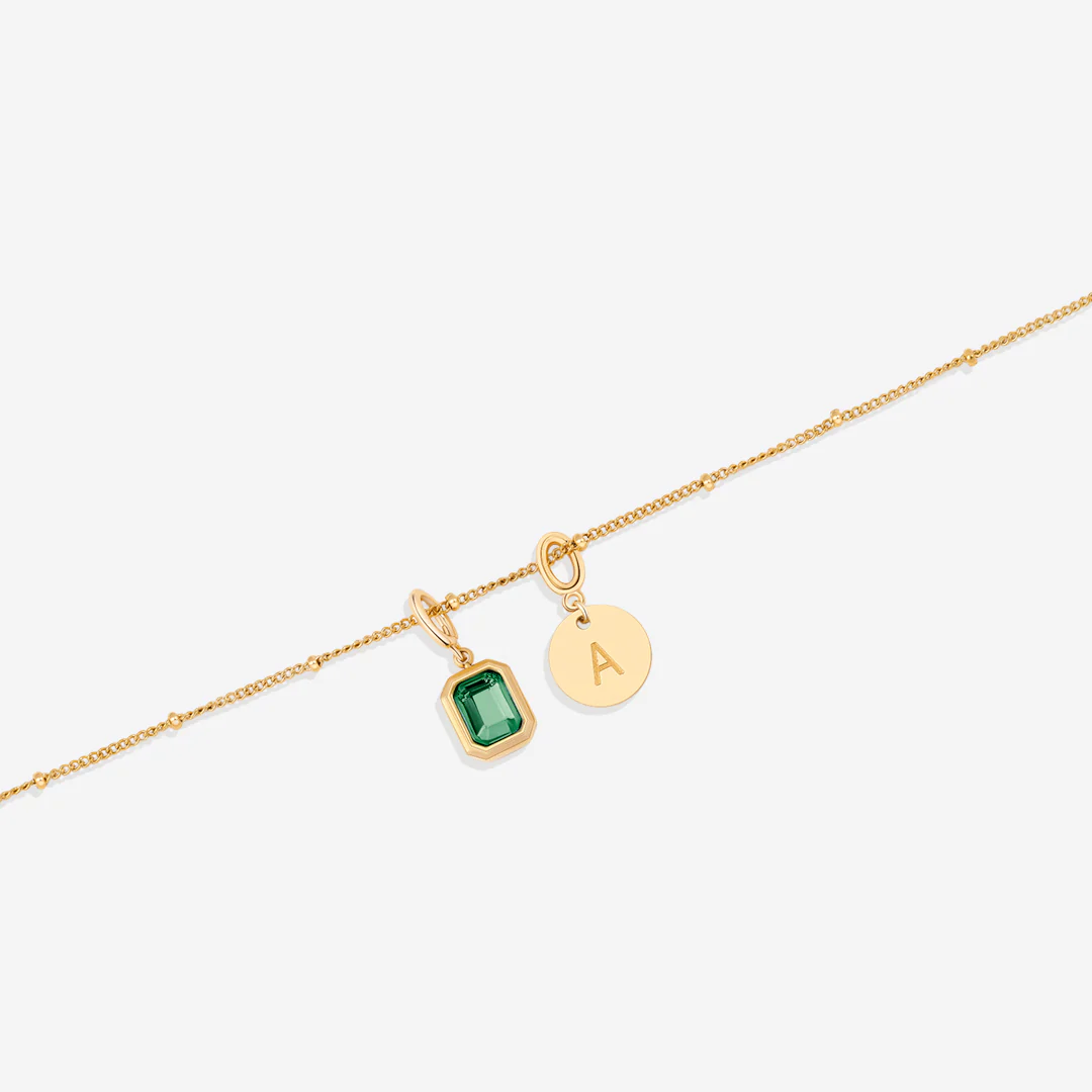 Baguette Birthstone & Initial Necklace - Image 44