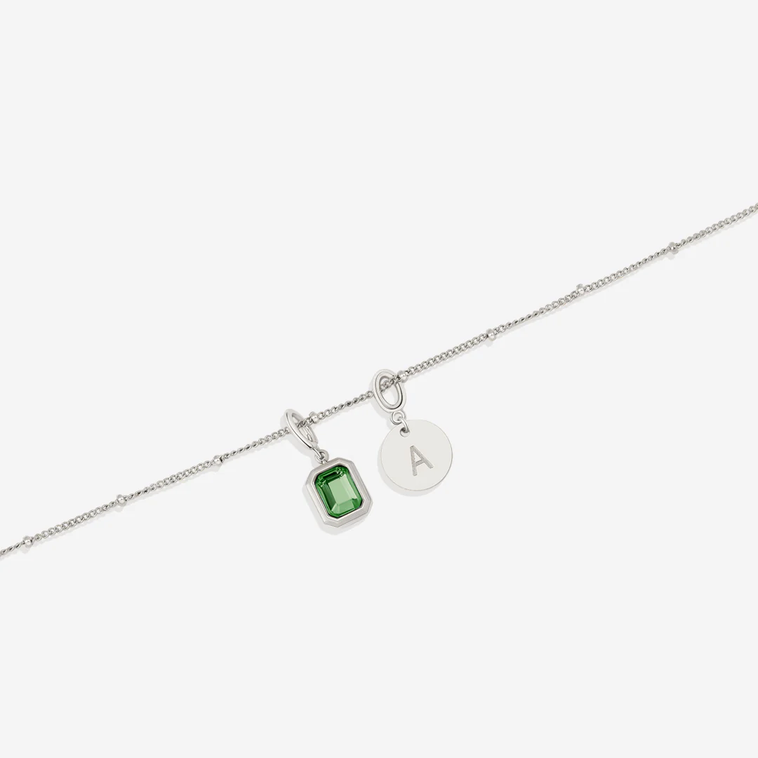 Baguette Birthstone & Initial Necklace - Image 45