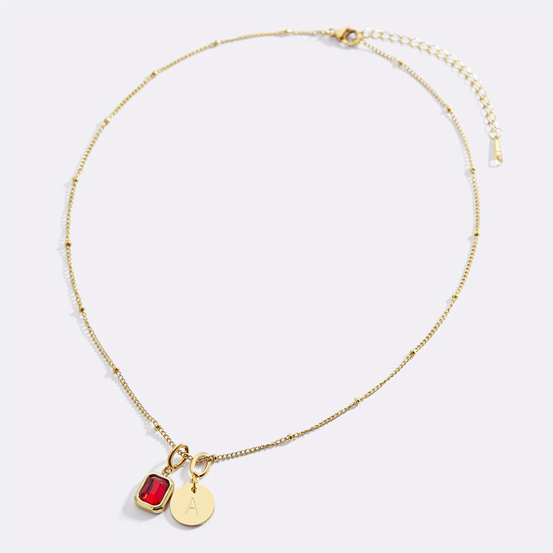 Baguette Birthstone & Initial Necklace - Image 5