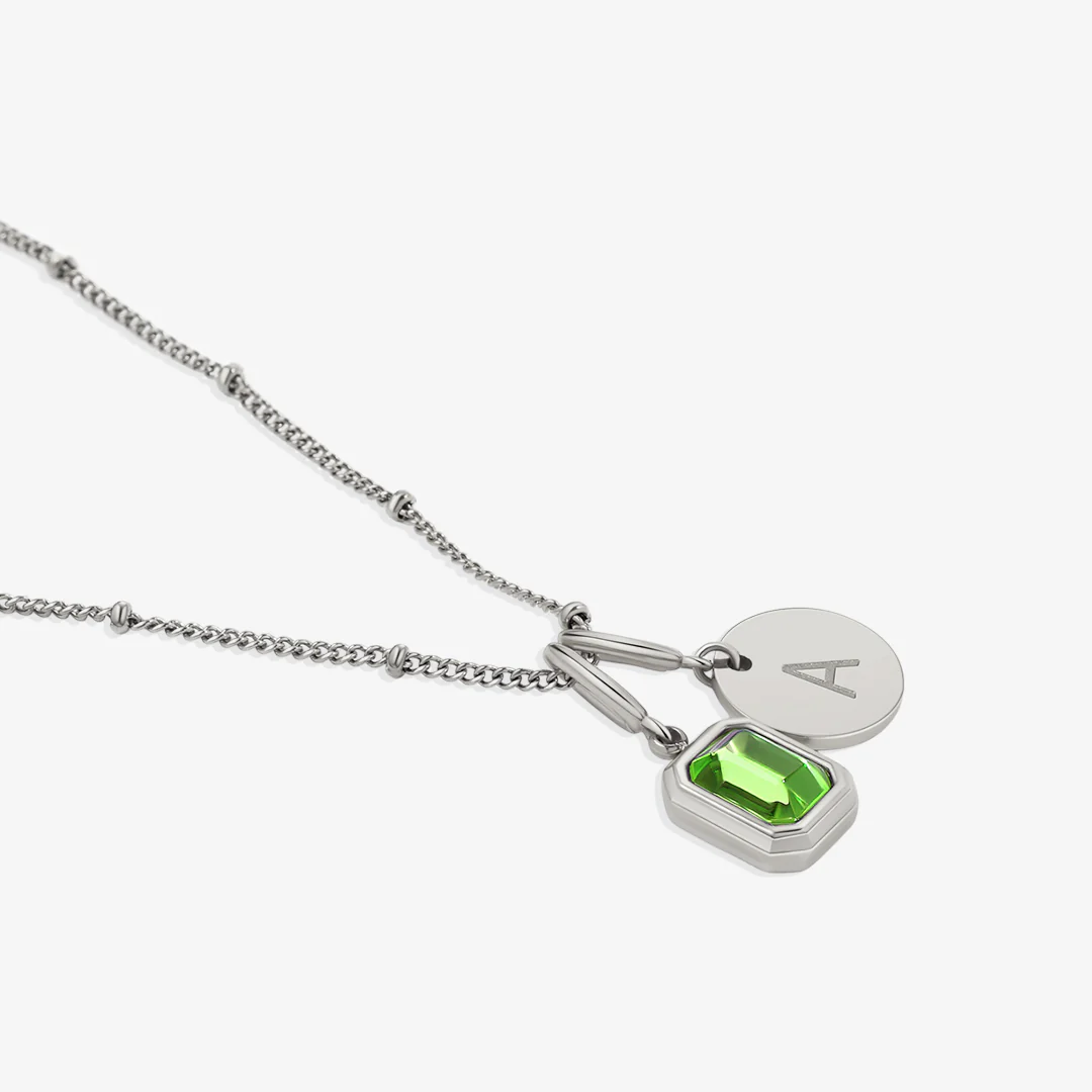 Baguette Birthstone & Initial Necklace - Image 71