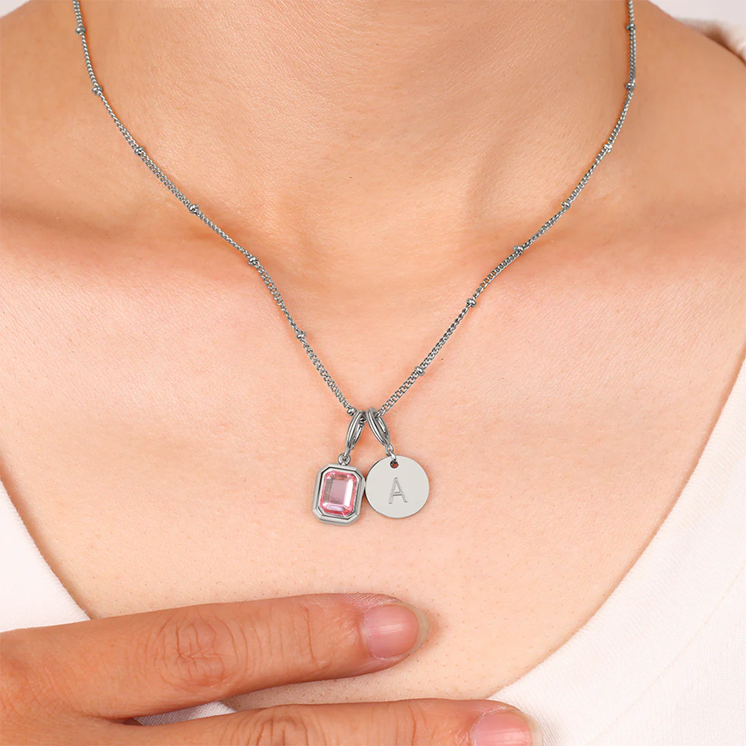 Baguette Birthstone & Initial Necklace - Image 98
