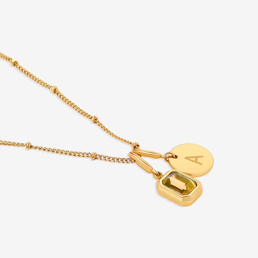 Baguette Birthstone & Initial Necklace - Image 99