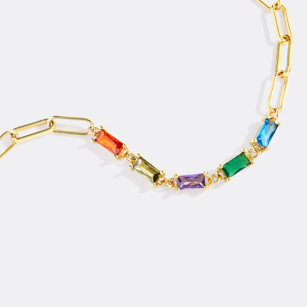 Baguette Birthstone Paperclip Bracelet - Image 9