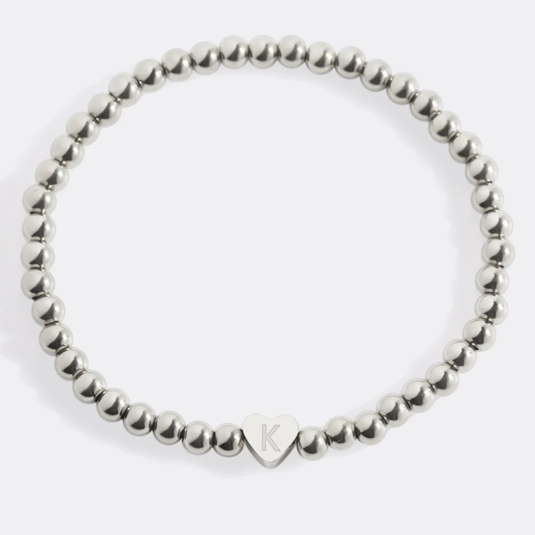 Gold Beaded Bracelet with Heart Initial - Image 130