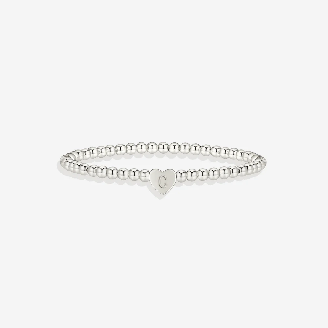 Gold Beaded Bracelet with Heart Initial - Image 41