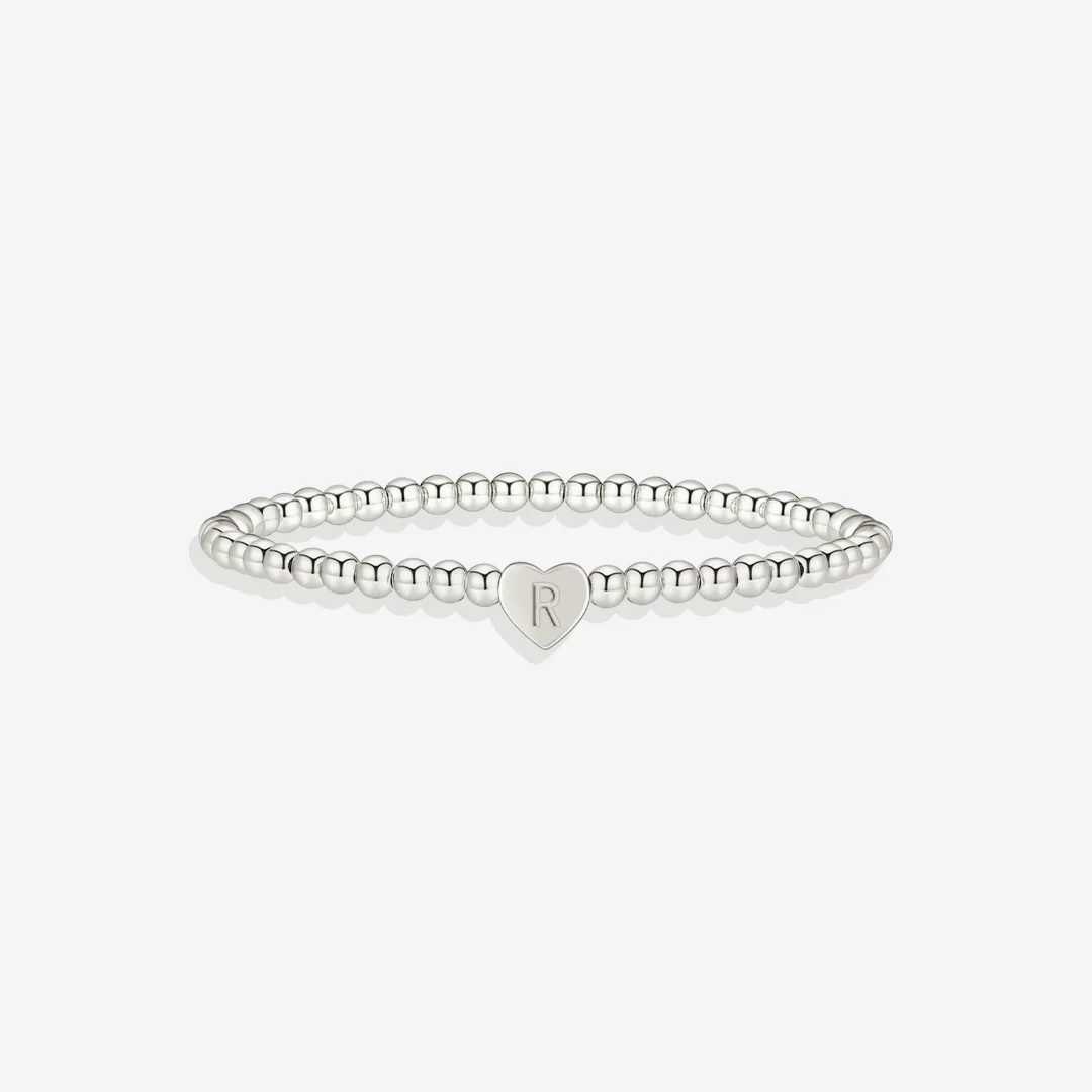 Gold Beaded Bracelet with Heart Initial - Image 56