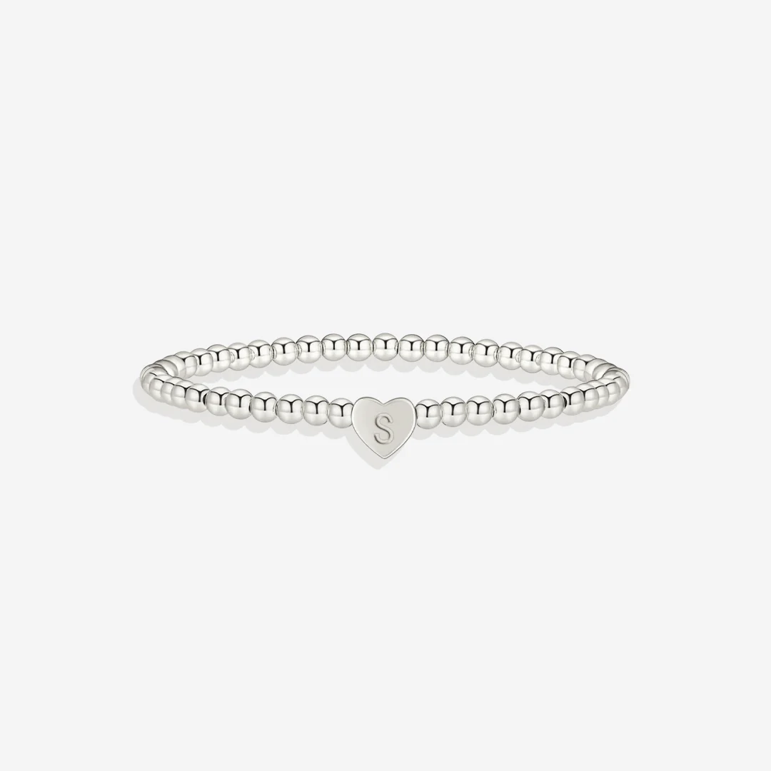 Gold Beaded Bracelet with Heart Initial - Image 57