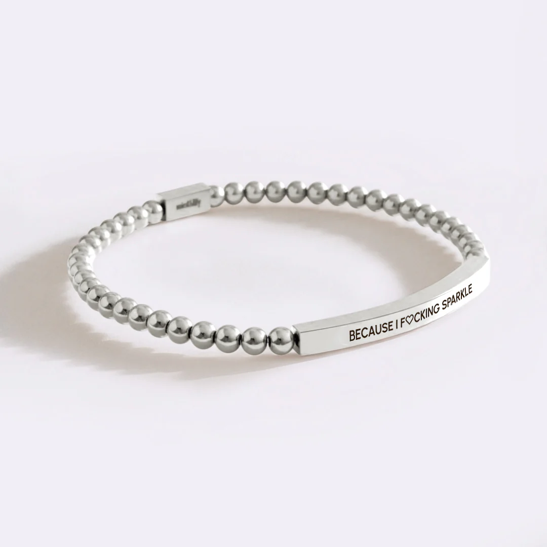 Because I F♡cking Sparkle Gold Beaded Inspire Bracelet - Image 13
