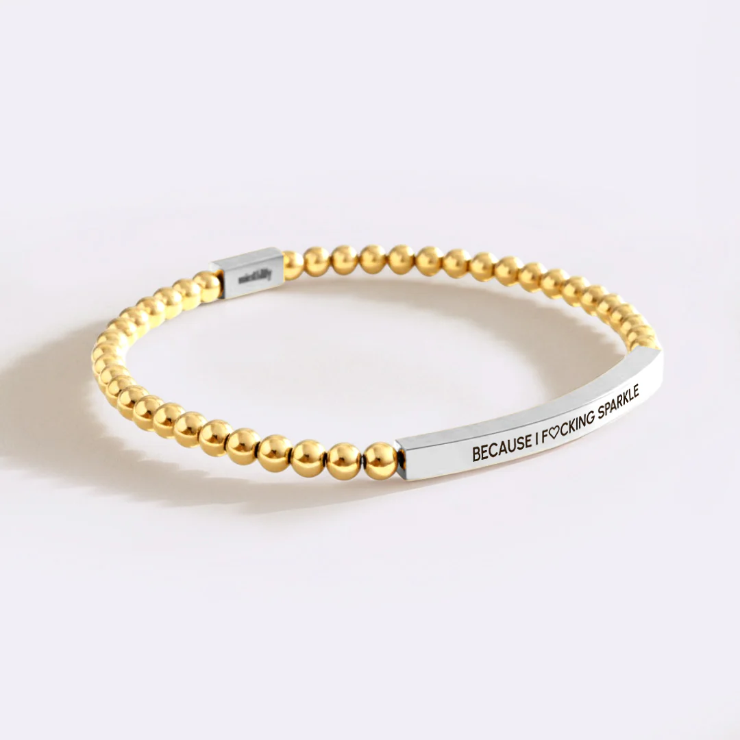 Because I F♡cking Sparkle Gold Beaded Inspire Bracelet - Image 15