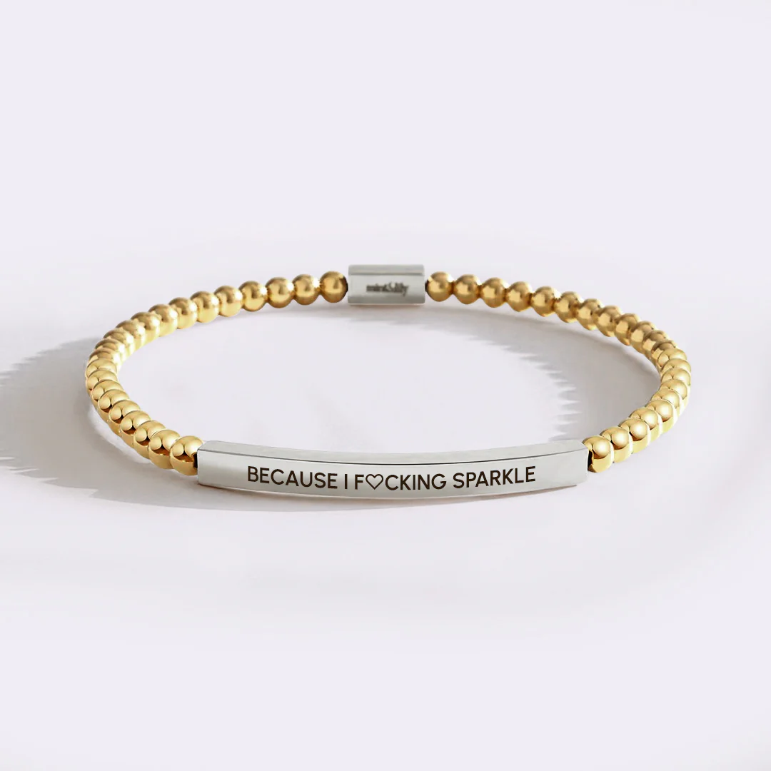 Because I F♡cking Sparkle Gold Beaded Inspire Bracelet - Image 16