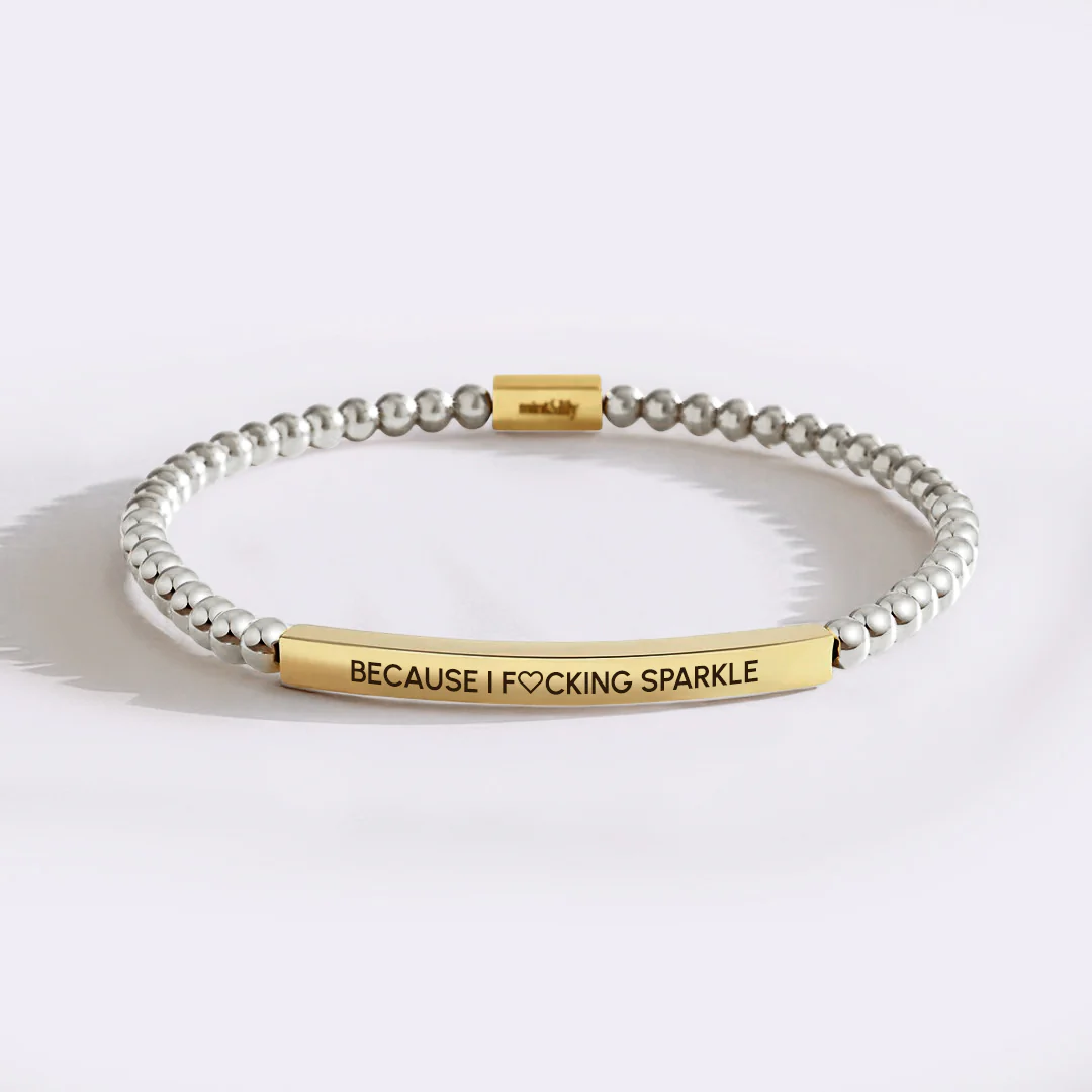 Because I F♡cking Sparkle Gold Beaded Inspire Bracelet - Image 3