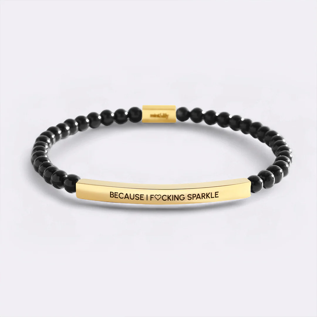 Because I F♡cking Sparkle Gold Beaded Inspire Bracelet - Image 5