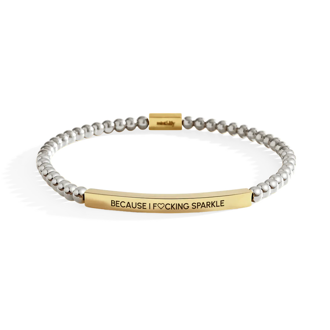 Because I F♡cking Sparkle Gold Beaded Inspire Bracelet - Image 6