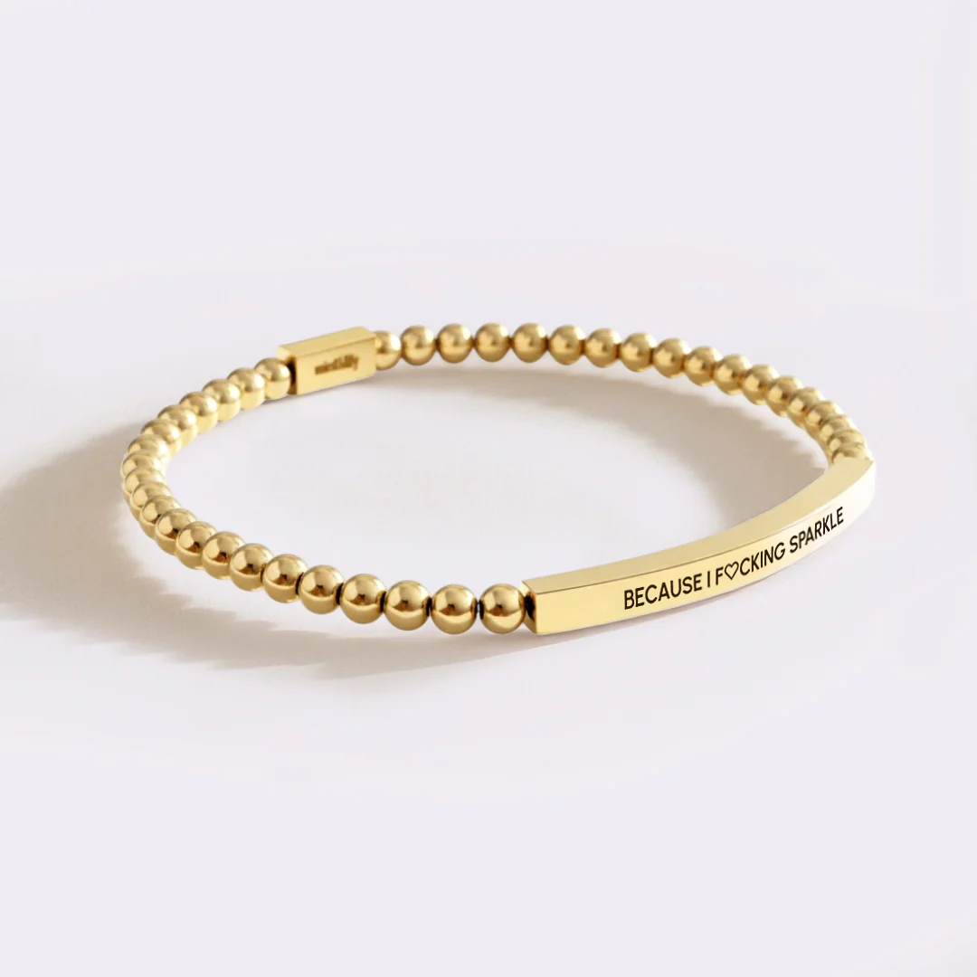 Because I F♡cking Sparkle Gold Beaded Inspire Bracelet - Image 8