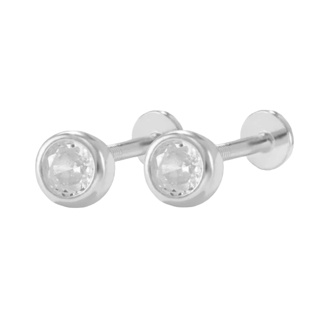 Bezel Stud Flatback Earrings | 16g - Image 7