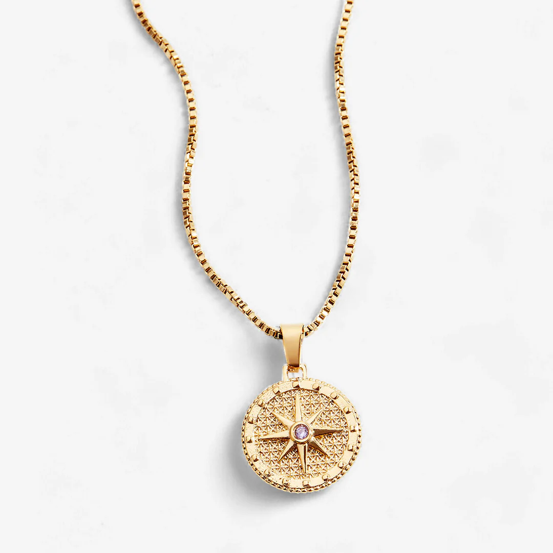 Birthstone Compass Pendant Necklace - Image 5